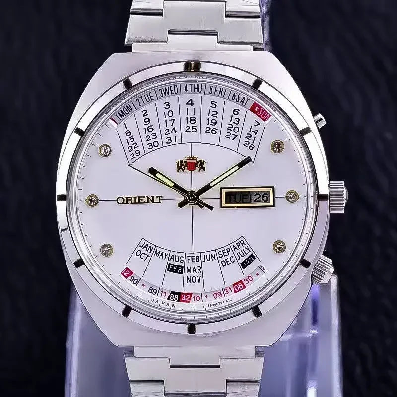 118A Store Orient automatic mechanical unisex watch with large rotating dial, fully functional stainless steel Japanese movement