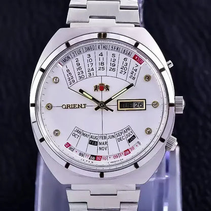 118A Store Orient automatic mechanical unisex watch with large rotating dial, fully functional stainless steel Japanese movement