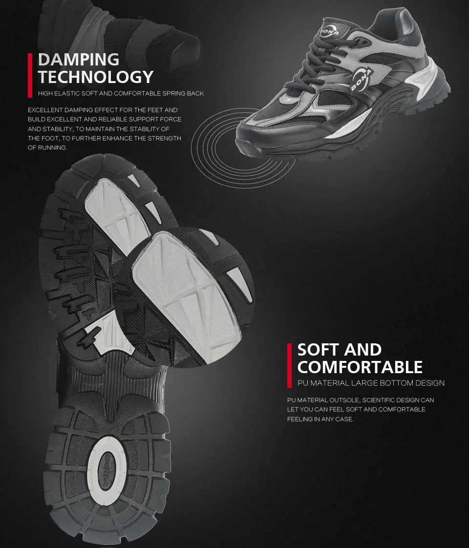 BONA  New Designers Breathable Road Running Shoes Casual Shoes Man Athletic Walking Footwea Men Outdoor Jogging r Mansculino