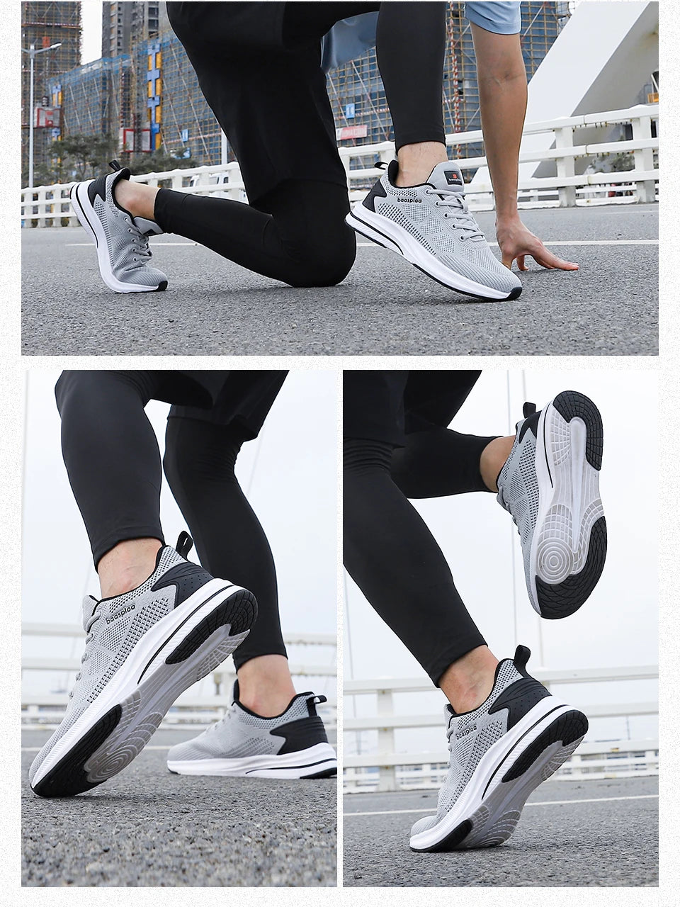 Baasploa Men's Running Shoes Brand, Male Designer Mesh Casual Sneakers, Lightweight Lace-Up New Male Outdoor Sports Tennis Shoes