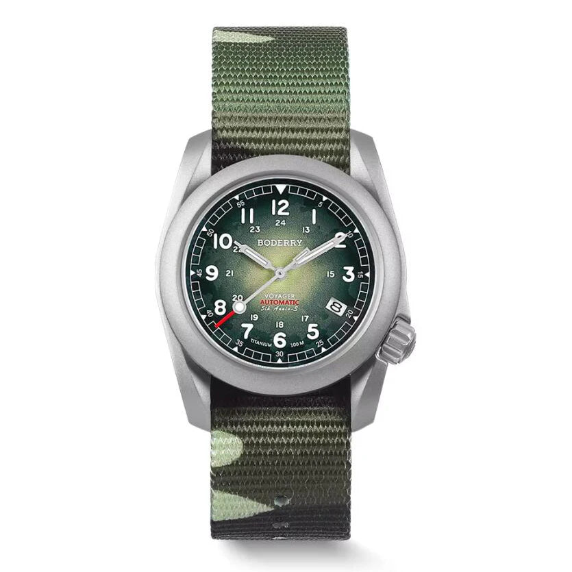 BODERRY Men's Automatic Watch 40MM Titanium Pilot Sport Mechanical Wristwatch 100m Waterproof Sapphire C3 Luminous NH35