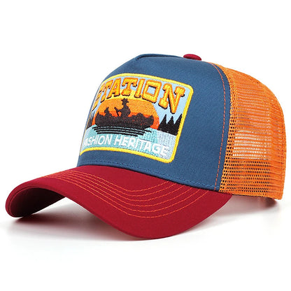 2025 New STATION Small Boat Personalized Truck Hat Street Dance HipHop Hat Outdoor Cycling Sunshade Baseball Hat Mesh Hat Unisex