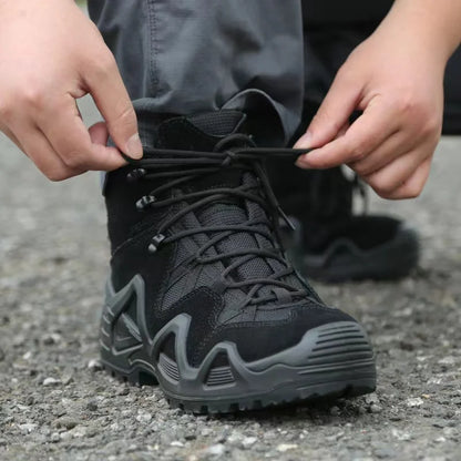 Lynjacye Mid-Cut Green Combat Boots Men Women Size 39-46 Outdoor CS Training Hiking Shoes Desert Ankle Climbing Bota Masculina