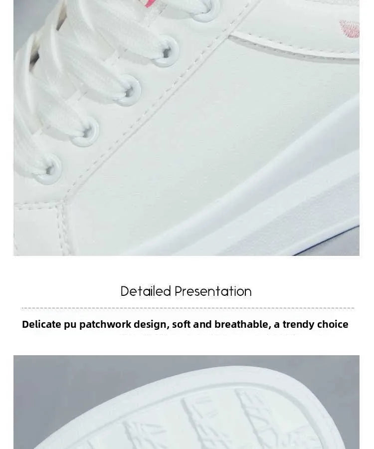 Shoes 2025 Women Running Spring Autumn Fashion White Breathable Embroidered Flower Lace-Up Casual Sneakers Women's Shoes
