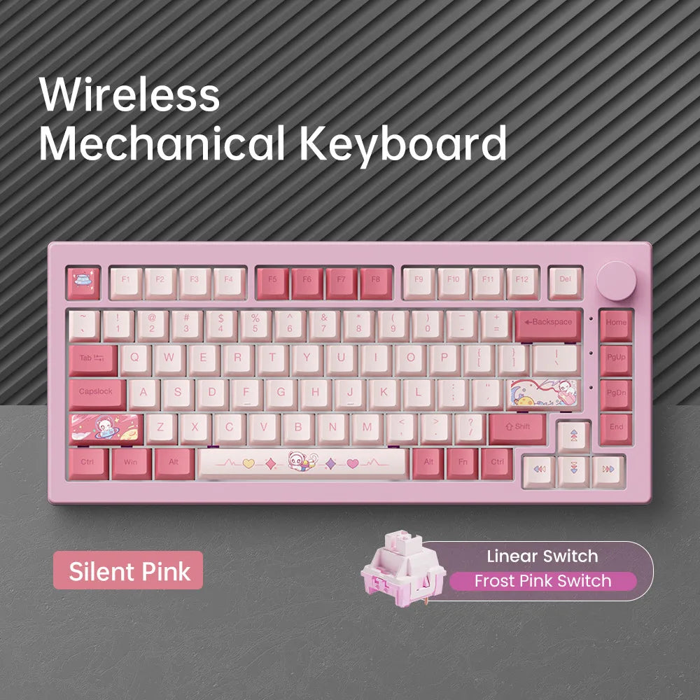 Tastiera meccanica gaming personalizzata Akko 5075 V3 75% ANSI-US con manopola del volume, hot-swappable, RGB, USB Type-C/2.4g e BT5.0 tri-mode