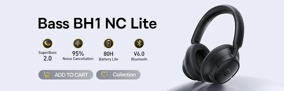 Baseus Bowie MH1 Bluetooth Headphones 48dB Noise Cancellation Hi-res LDAC Over Ear Headset Audio Wireless Earphone Earbuds