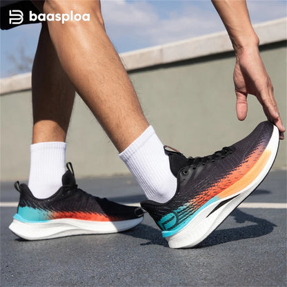 Baasploa Men Jogging Sports Shoes Carbon Plate Professional Cushioning Sneakers Male Outdoor Breathable Non-Slip Running Shoes