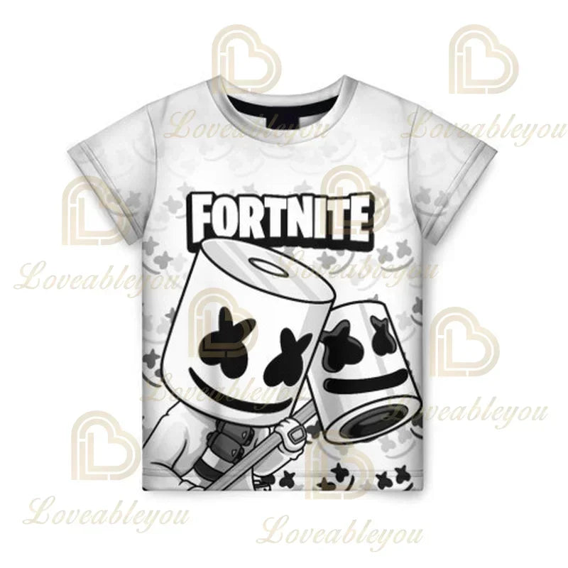 Fortnite 3D Printed Short Sleeve T-Shirt Game Cartoon Print Battle Royale Adult Kid Clothes Kids T-shirt Harajuku T-shirt
