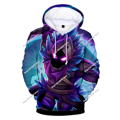 Детски аниме суитшърт с качулка Fortnite, мъжки streetwear хип-хоп спортен стил, ежедневен свободен суитшърт за навън, модерен дизайн