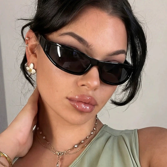 Y2K Narrow Rectangle Wrap Around Sunglasses for Women Men Punk Vintage Sport Sun Glasses UV400 Protection Cycling Shades