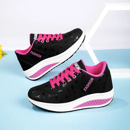 Scarpe casual da donna outdoor con suola spessa, platform alla moda, taglia grande 42, fondo piatto, scarpe sportive per camminata e corsa