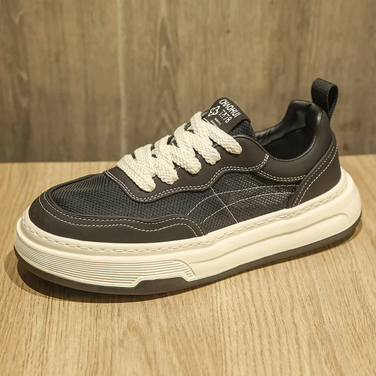 Men's Ultralight Breathable Mesh Sneakers 2025 Fashion Thick Sole Casual Shoes Comfortable Lace-up Trainers for Daily Walking