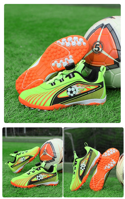 Children's Rotating Buckle Sneakers Students Competition Training Football Shoes Fashionable Lightweight Anti-slip Footwear