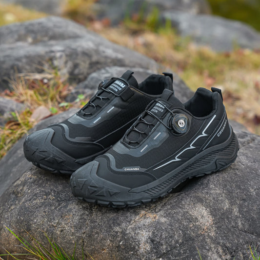 Men's Lightweight Casual Shoes Outdoor Running Shoes in Black Grey Khaki Sizes 39-48 PU Material with Canvas