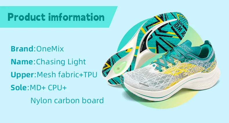 ONEMIX Carbon Plate Running Shoes for Men, Shock Absorption, Ultra-Light Sports Shoes, Rebound Outdoor Women Marathon Sneakers