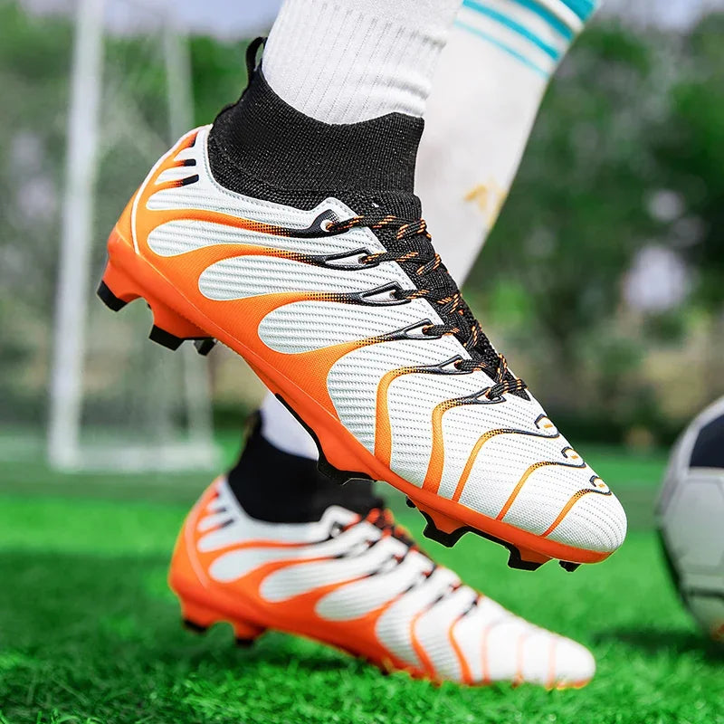 Men Soccer Shoes Sport FG/TF Outdoor Football Boots Training Boys Match Non Slip Long Spikes Cleats Indoor Futsal Comfortable