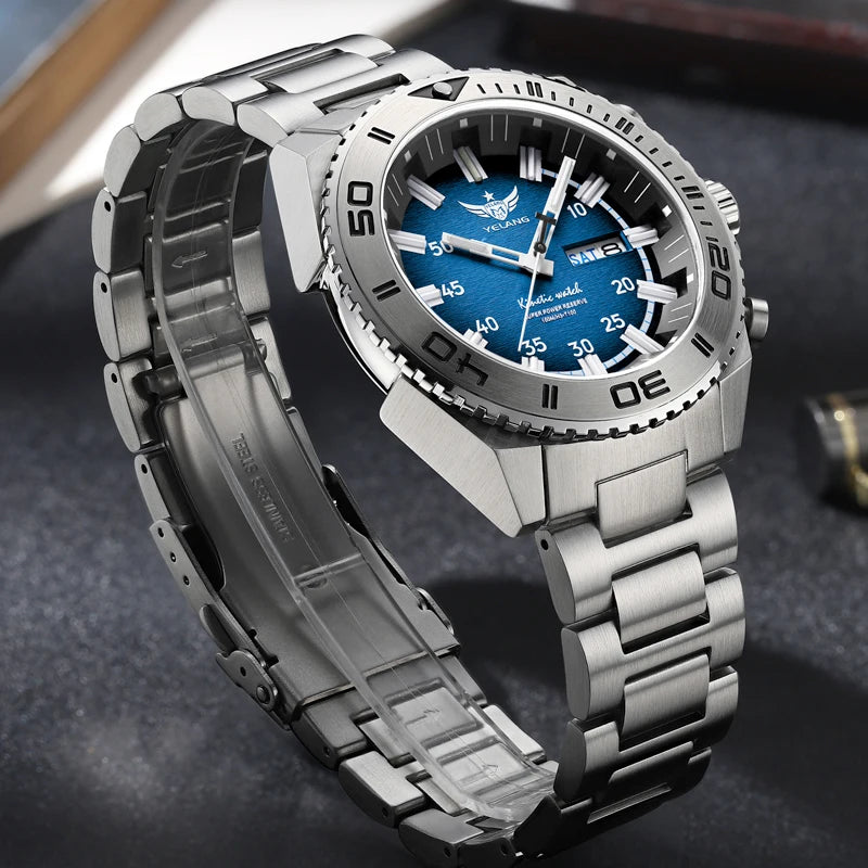 Yelang Watches V1035 44mm Men Diving Watch Human Kinetic Energy Watch 100m Waterproof Watches luminous Japan PX83 Sapphire