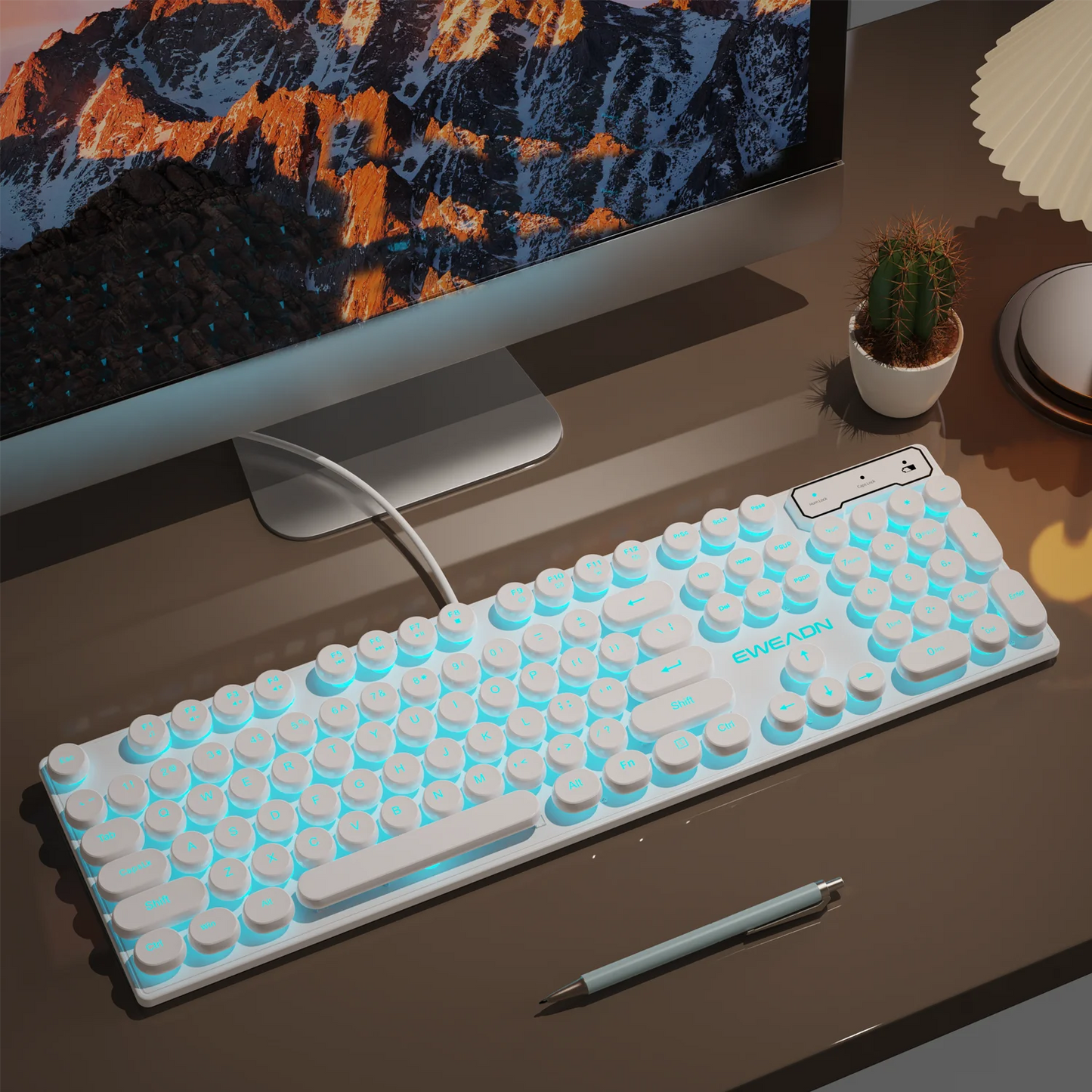 EWEADN GX330 Gaming Keyboard Wired, LED Backlit, Office silent keyboard full size, Ergonomic, Gaming, office, Windows/Laptop/PC
