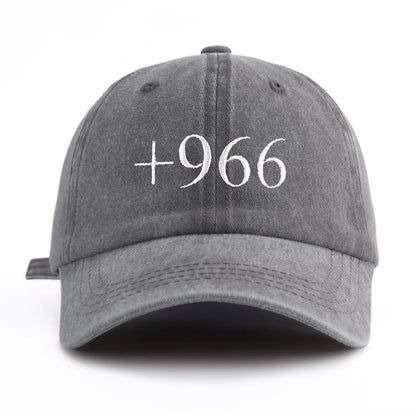 1pc +966 Embroidery Washed Baseball Cap for Adults,  Minimalist Retro Style Casual Soft Adjustable Dad Hat, Perfect As Gift