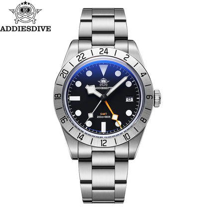 ADDIESDIVE Neue Luxus-Herrenuhr 200 wasserdichte Edelstahl-Quarzuhr BGW9 Super Blue Leucht-GMT-Edelstahluhr