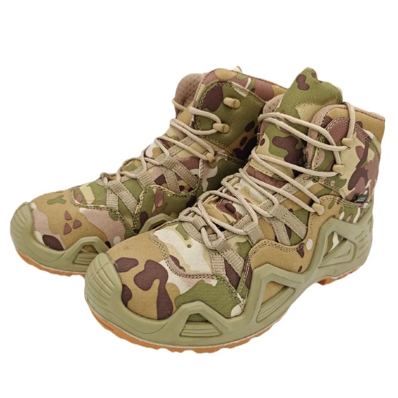 Lynjacye Mid-Cut Green Combat Boots Men Women Size 39-46 Outdoor CS Training Hiking Shoes Desert Ankle Climbing Bota Masculina