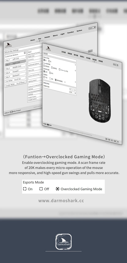 Darmoshark M5Air geschmiedete Carbonfaser kabellose 8K-Gaming-Maus PAW3950 30K DPI für kleine Hände, Finger-Grip, Game-Makro-Maus, leicht