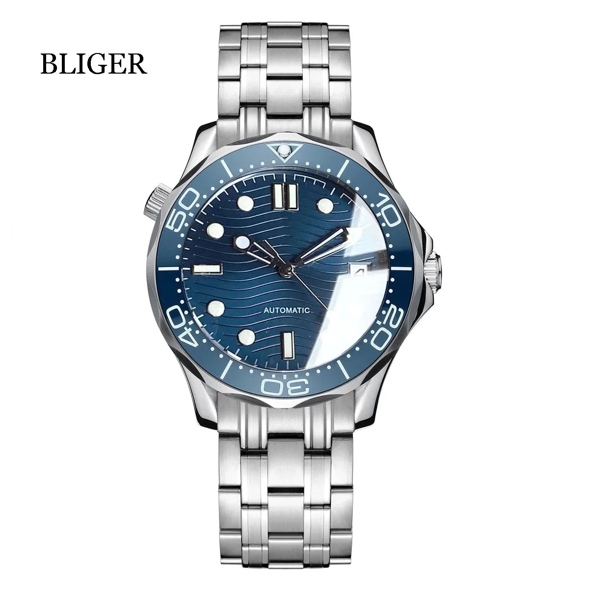 BLIGER Luxury 41mm Mechanical Men's Watch Sapphire Glass NH35AMIYOTA PT5000 Movement Steel Bracelet Ceramic Bezel Date Function