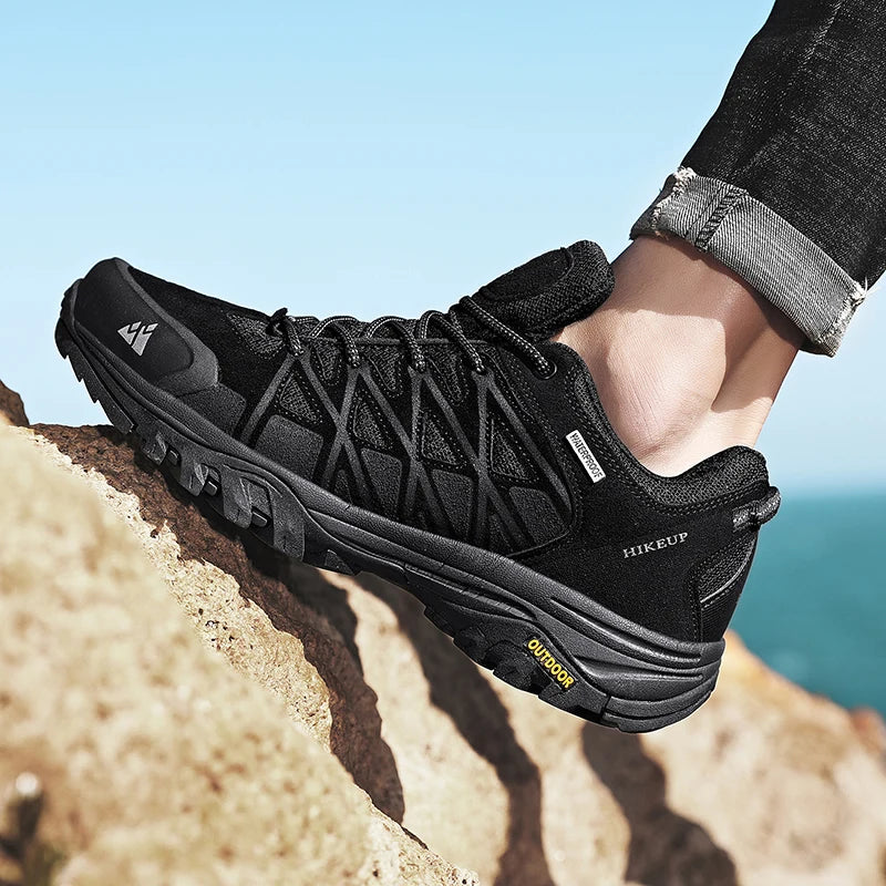 HIKEUP New Arrival Men's Hiking Shoes Breathable Lace Up Trekking Male Cushioning Outdoor Climbing Tourism Sneakers for Men