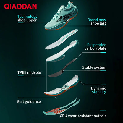 QIAODAN Feiying PB6.0 Men's Marathon Racing Running Shoes with Full Palm Carbon Plate, Lightweight Sports Sneakers QDB023261299