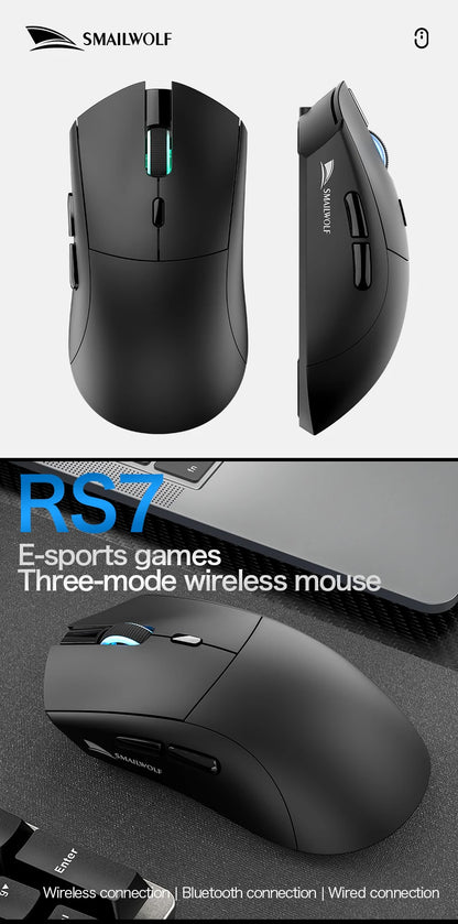 SMAILWOLF RS7 Bluetooth wireless gaming mouse PAW3311 macro driver laptop desktop computer office game 20000dpi