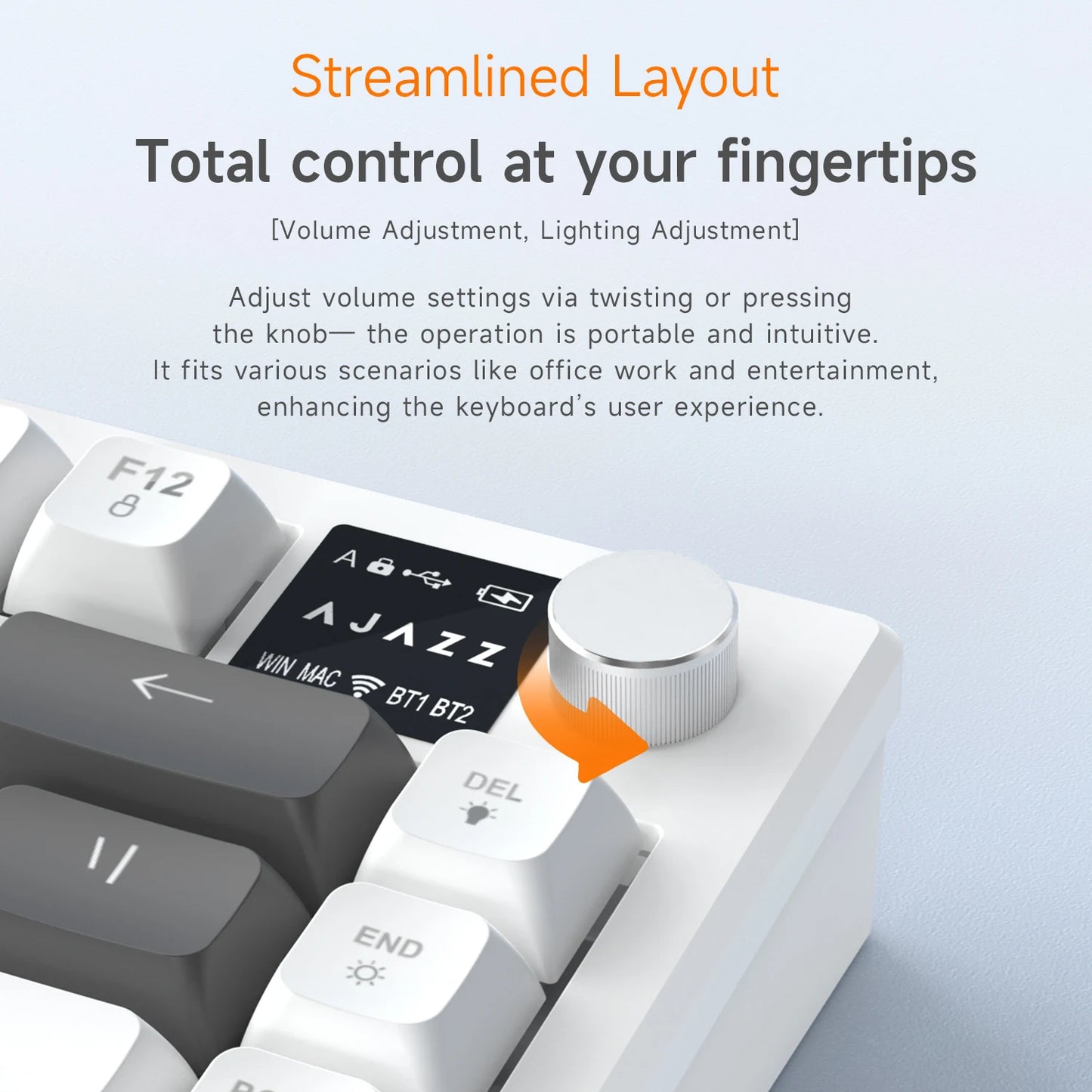 AJAZZ AF82 Low-Profile Electrostatic Keyboard 4000mAh Tri-Mode 75% Type-C Display Screen Keyboard Office Gaming E-sport