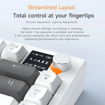 AJAZZ AF82 Low-Profile Electrostatic Keyboard 4000mAh Tri-Mode 75% Type-C Display Screen Keyboard Office Gaming E-sport