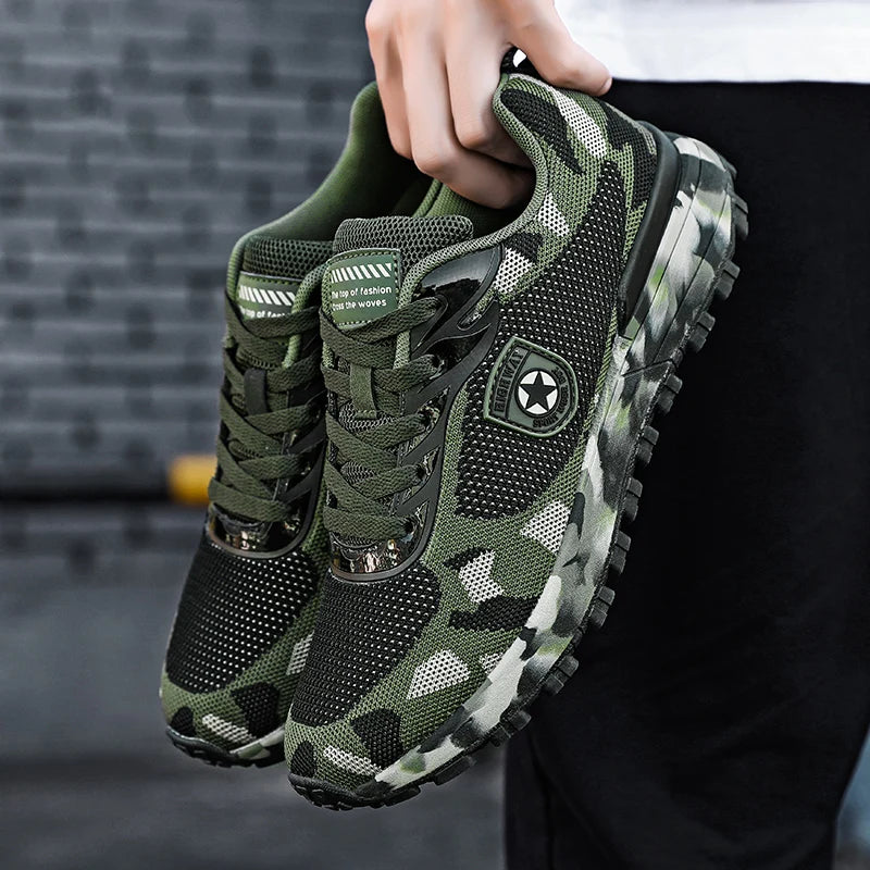 Men’s Camouflage Breathable Sports Shoes Comfortable Non-Slip Soft-Soled Shoes Suitable for Outdoor Activities
