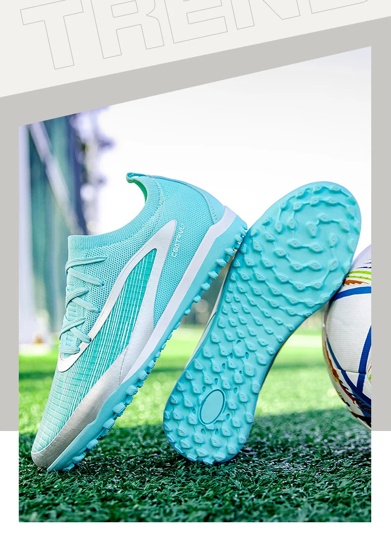 Nuove scarpe da calcio da uomo per esterno, traspiranti, antiscivolo, con tacchetti lunghi, per allenamento e partita, comode anche per ragazzi