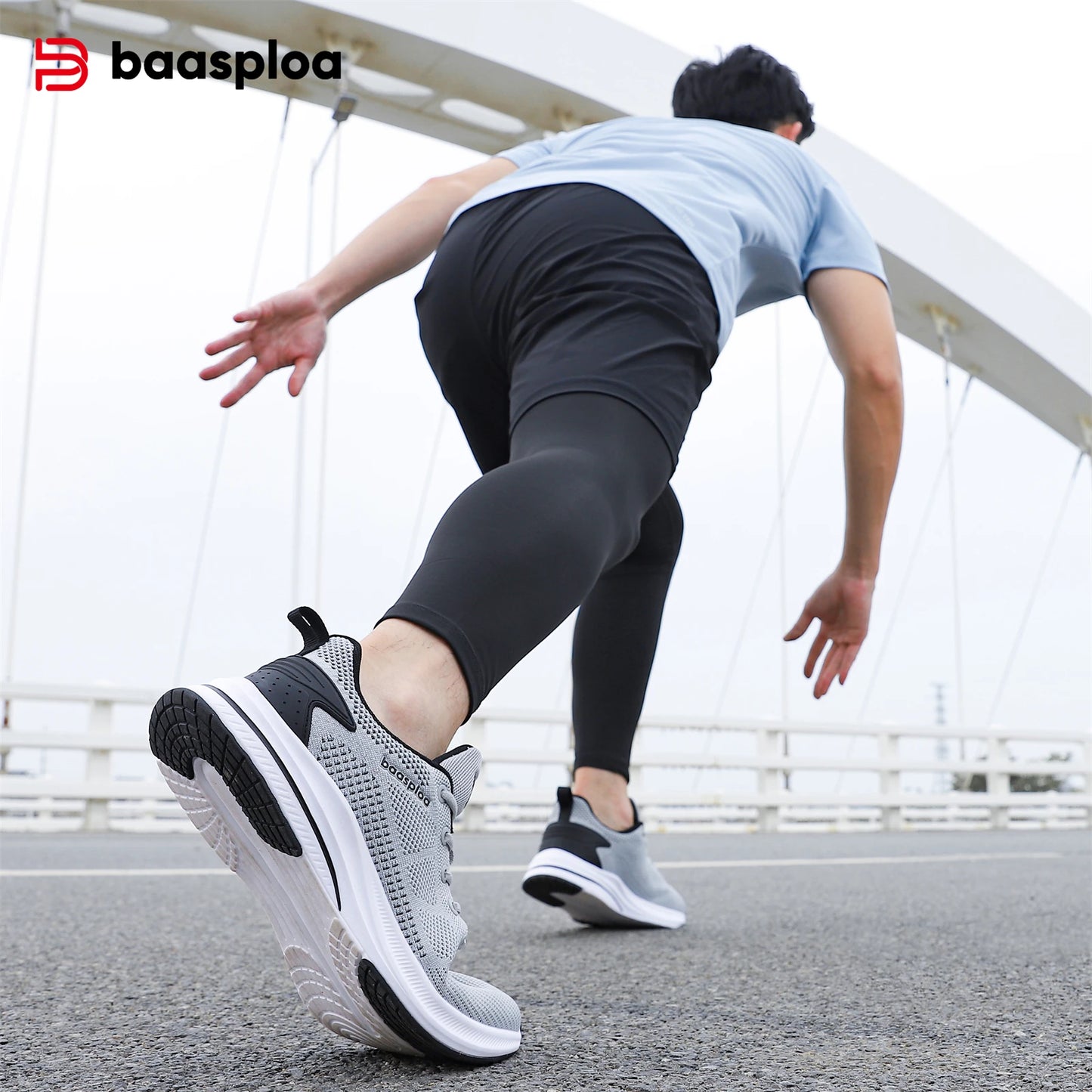 Baasploa Men's Running Shoes Brand, Male Designer Mesh Casual Sneakers, Lightweight Lace-Up New Male Outdoor Sports Tennis Shoes