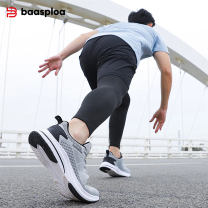 Baasploa Men's Running Shoes Brand, Male Designer Mesh Casual Sneakers, Lightweight Lace-Up New Male Outdoor Sports Tennis Shoes