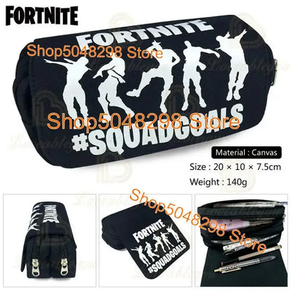 Голям несесер от платно Kawaii с Fortnite принт за момчета и момичета, ученически пособия и канцеларски принадлежности, подарък за рожден ден за тийнейджъри