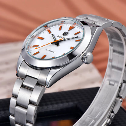 2026 New BENYAR White Mens Watches Top Luxury Automatic Watch For Men Mechanical Stainless Steel Luminous Sports Wristwatches