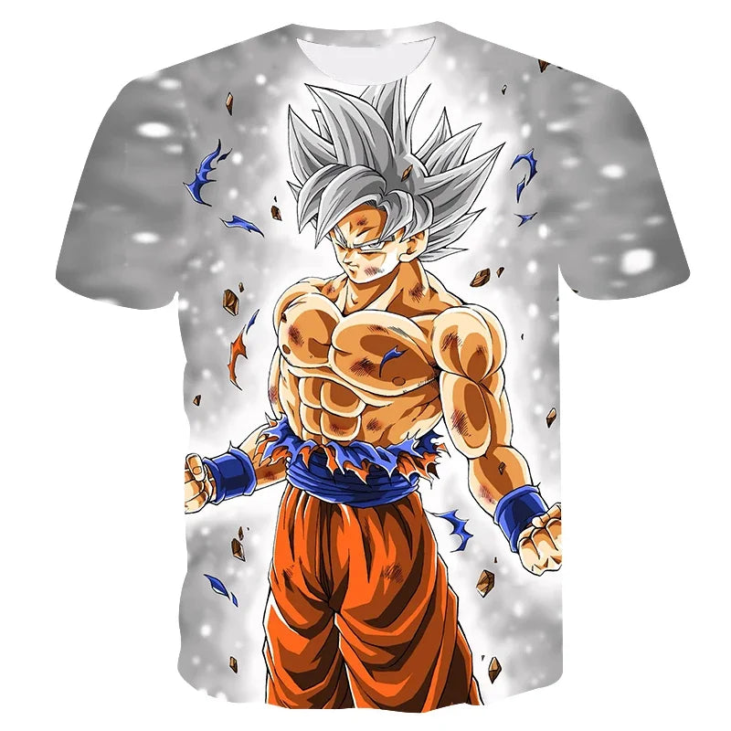 2024 New Fashion Dragon Ball 3D T-shirt Summer Short Sleeve O-Neck Goku Vegeta Men's Casual Shirt Boys'