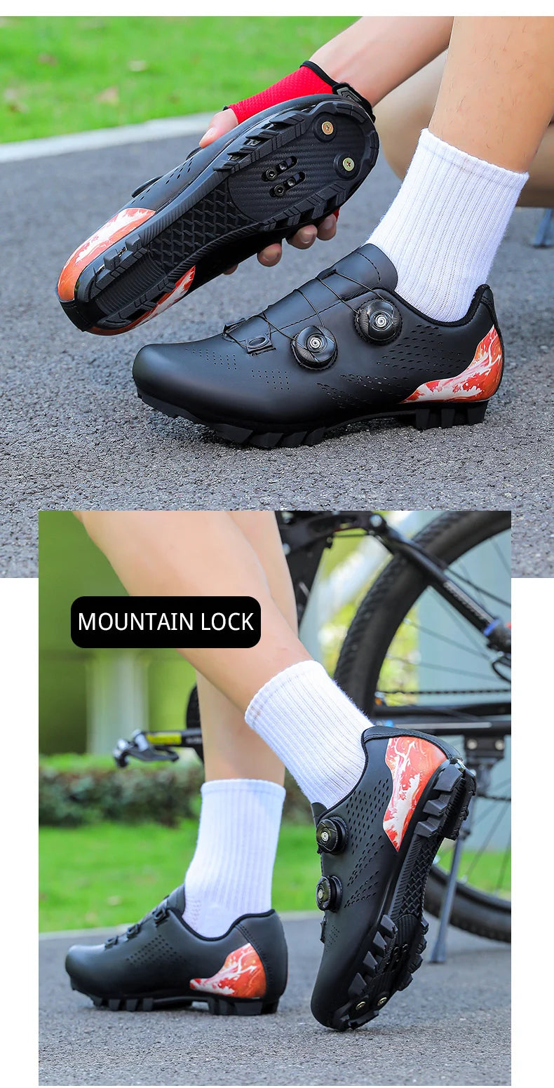 Professioanal Men Road Cycling Sneakers Bike Shoes SPD MTB Sole Flat Racing Speed Trail Mountain Bicycle Footwear Pedal Sports