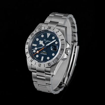 SEESTERN GMT Retro Watch for Men NH34 Automatic Movement Mechanical Wristwatches Sapphire Crystal Fine-tuning Pull Button S436