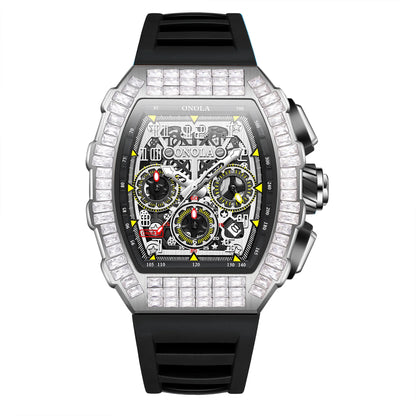 Hot Selling Fashion Fully Automatic Mechanical Watches Men ONOLA Unique Design with Diamond Inlaid Waterproof Tape Men's Watch
