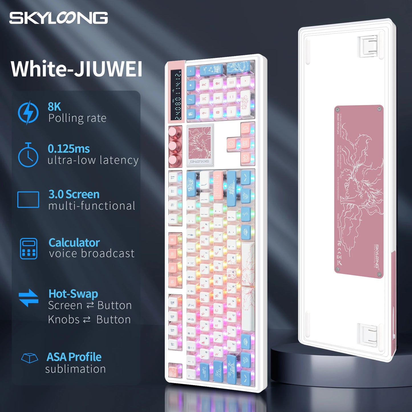 Tastiera meccanica wireless SKYLOONG GK104 Pro 100% personalizzata, switch low-noise hot-swap per PC gamer e accessori da ufficio