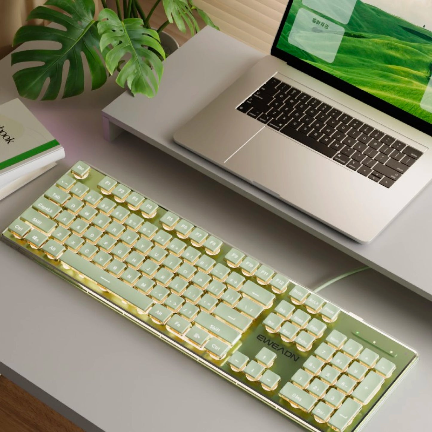 Tastiera cablata silenziosa EWEADN V3 per ufficio e gaming, design con tasti Film Key, ergonomica, per Windows/Laptop/PC/Desktop, accessorio e-sport