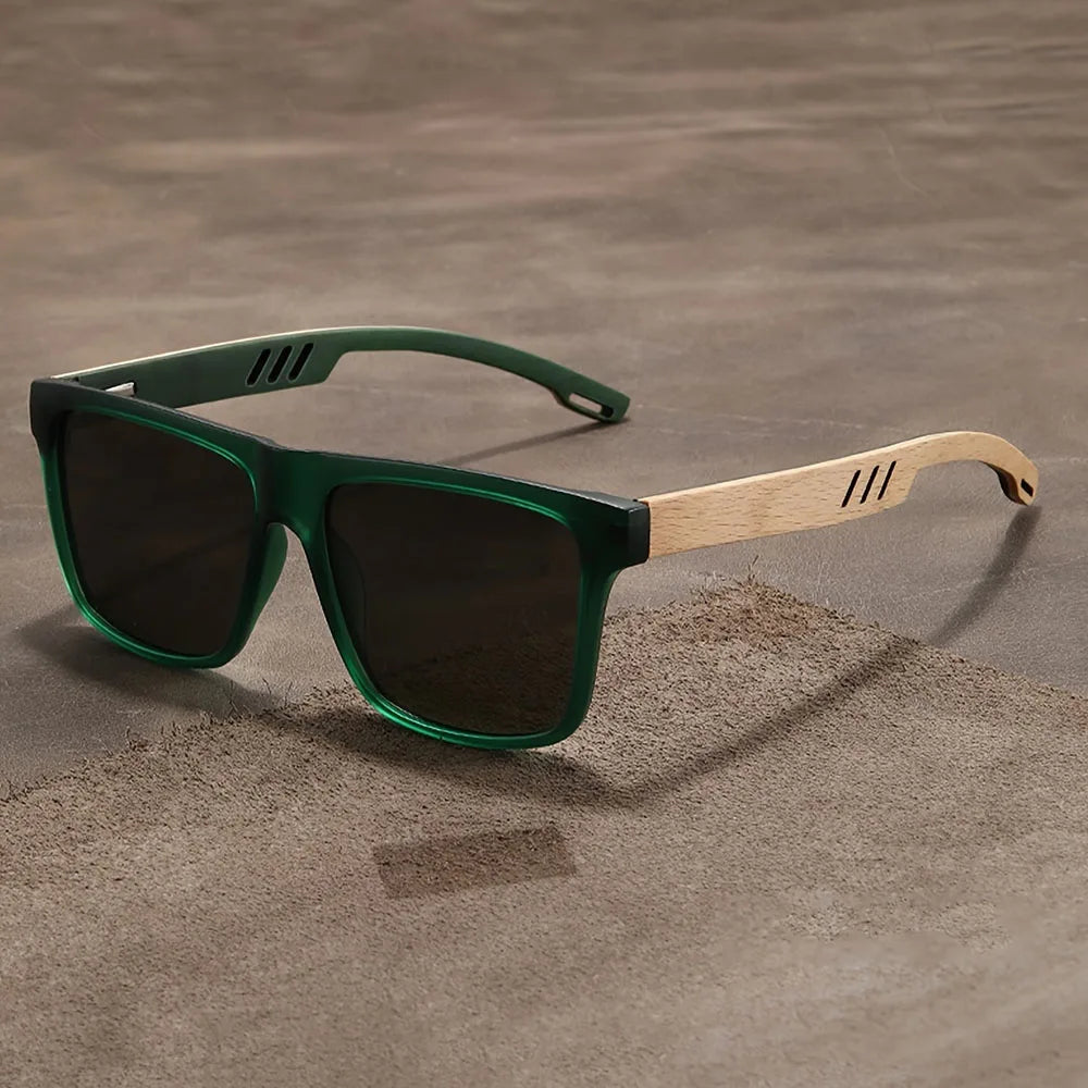 1/2pcs New Square Casual Sunglasses Wood Grain Spring Hinges UV400 Protection Unisex Outdoor Daily Eyewear