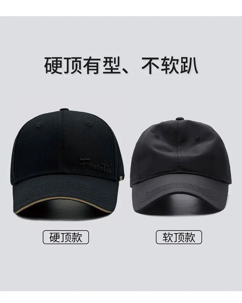2026 New Men's Big Size Outdoor Sun Protection Baseball Cap, Hard Top Slim Face Fashion Peak Hat Unisex