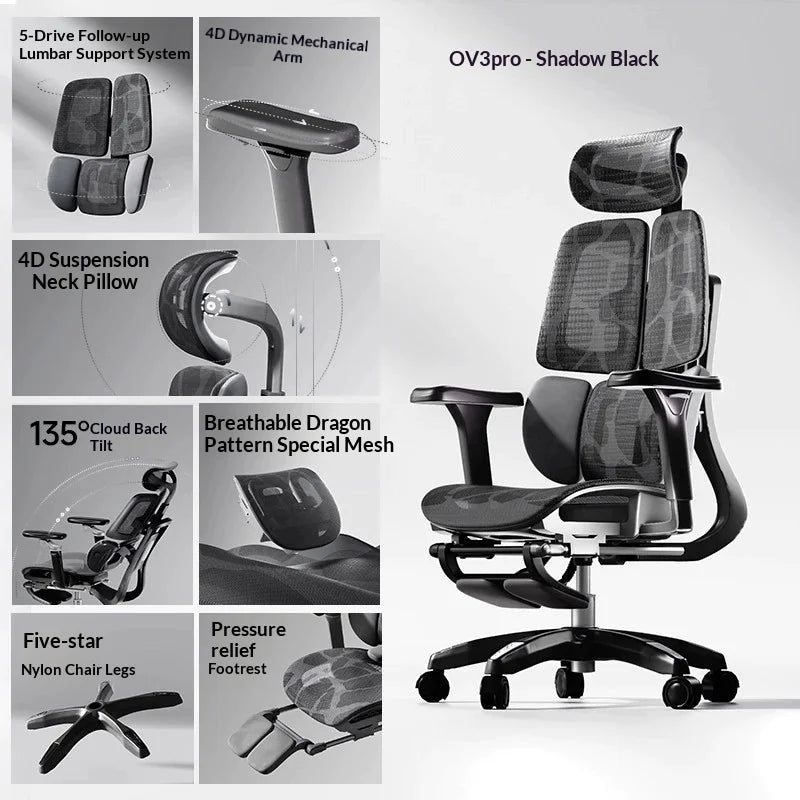 Ergonomischer Office-Mesh-Stuhl, moderner Executive-Computer- und Gaming-Stuhl, drehbar, rollbar und verstellbar