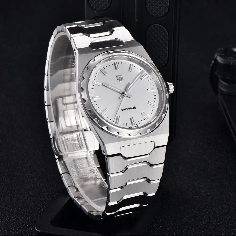 PAGANI DESIGN Men's Quartz Watches Ultra-Thin 7mm Series 37mm Sapphire Stainless Steel Waterproof Watches for Men TMI VJ21