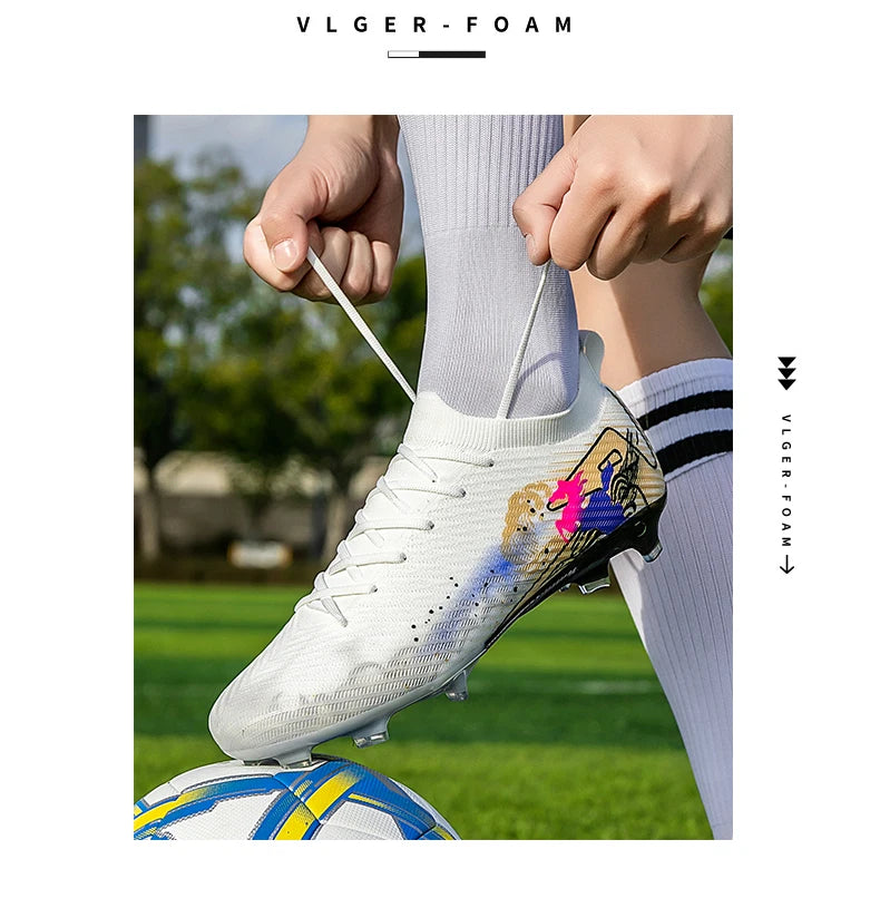 New Men Football Boots Soccer Cleats FG Non-Slip Training Shoes Soccer Shoes Long Spikes Match Ultralight Outdoor Drop Shipping