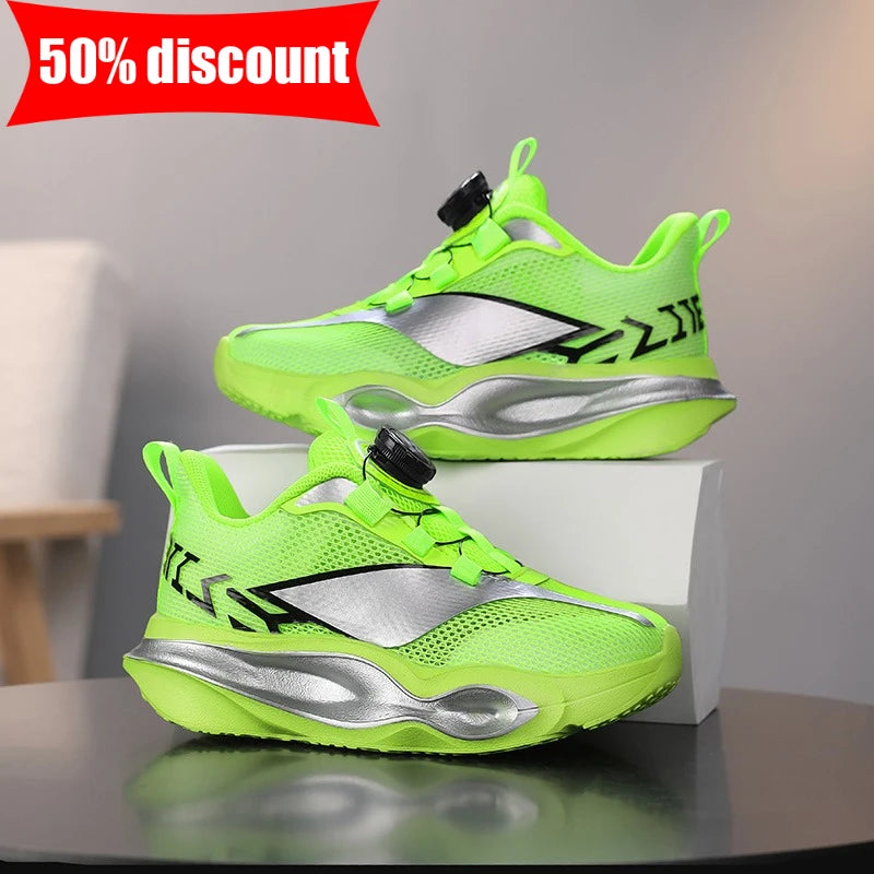 Children's Sneakers Fashion Thick Soft Sole Cushioning Elastic Casual Comfortable Tennis Shoes New Lightweight Mesh Jogging Shoes